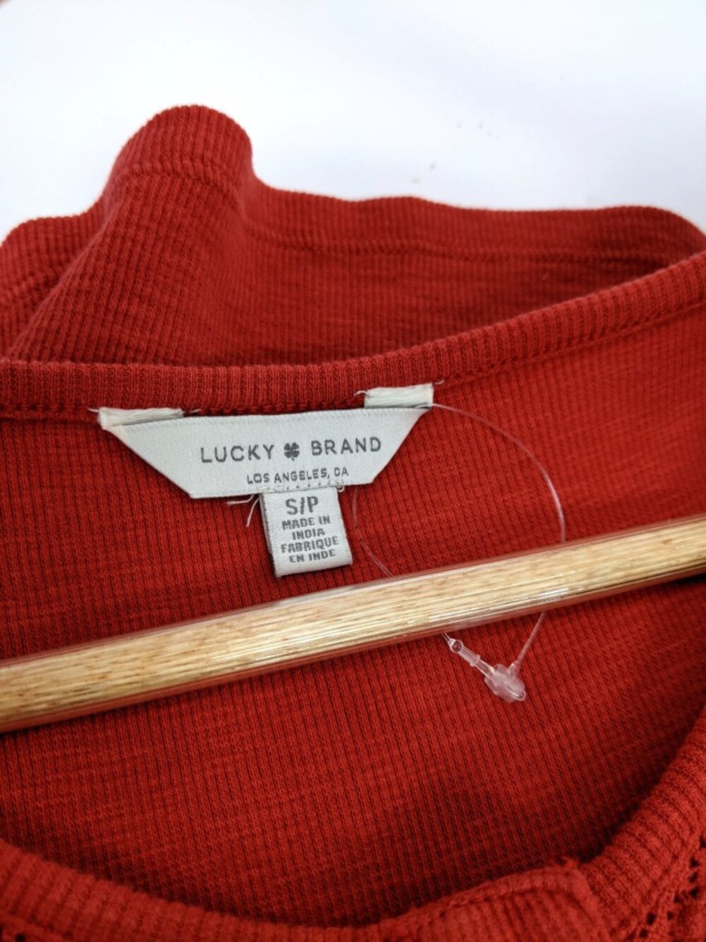 Lucky Brand Womens Sleeveless Button Front Tank Top Crochet Lace Brick Red - S - Picture 5 of 6